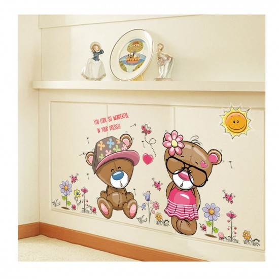 Sticker decorativ, Ursuleti, Flori, 110 cm, 724STK