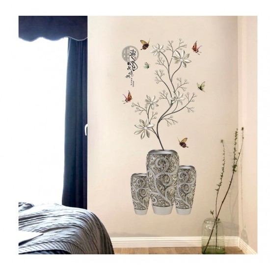Sticker decorativ, Vaza cu flori, 118 cm, 741STK