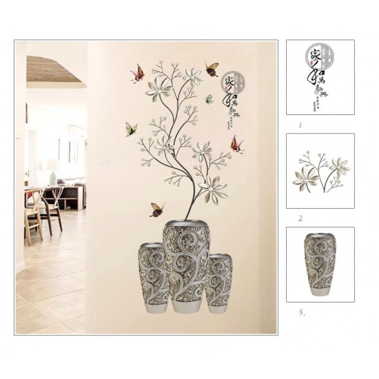 Sticker decorativ, Vaza cu flori, 118 cm, 741STK