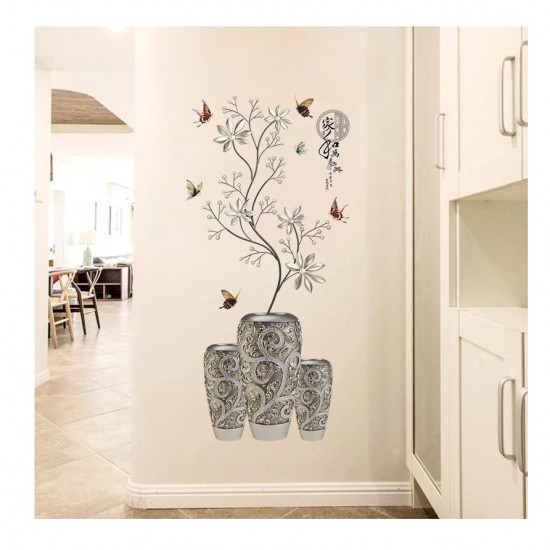 Sticker decorativ, Vaza cu flori, 118 cm, 741STK
