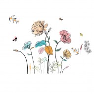 Sticker decorativ cu Flori colorate, 120 cm, 1134STK