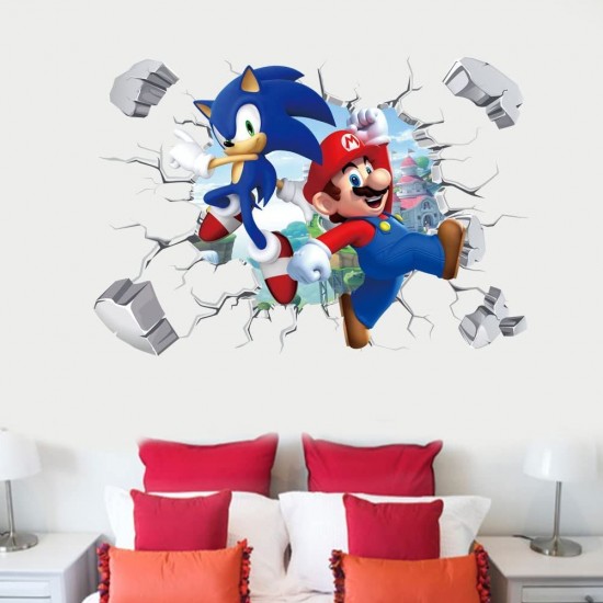 Sticker decorativ cu Mario si Sonic, 60 cm, 1100STK