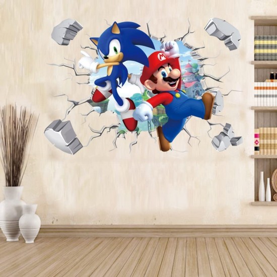 Sticker decorativ cu Mario si Sonic, 60 cm, 1100STK