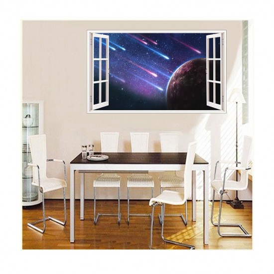 Sticker decorativ, fereastra 3D,  Planeta, 85 cm, 1045STK