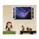 Sticker decorativ, fereastra 3D,  Planeta, 85 cm, 1045STK