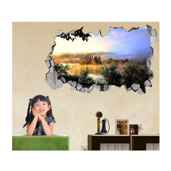 Sticker decorativ, gaura in perete 3D,  Fauna, 85 cm, 161STK-2
