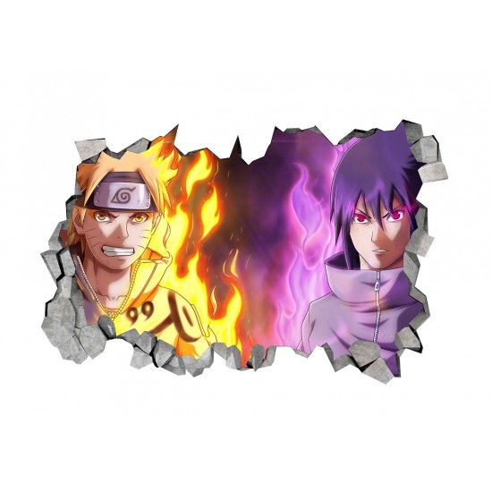 Sticker decorativ, gaura in perete 3D,  Naruto, 85 cm, 1020STK