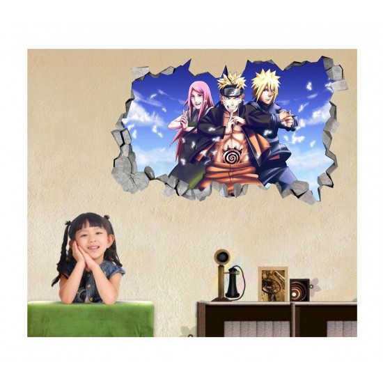 Sticker decorativ, gaura in perete 3D,  Naruto, 85 cm, 1054TK-2