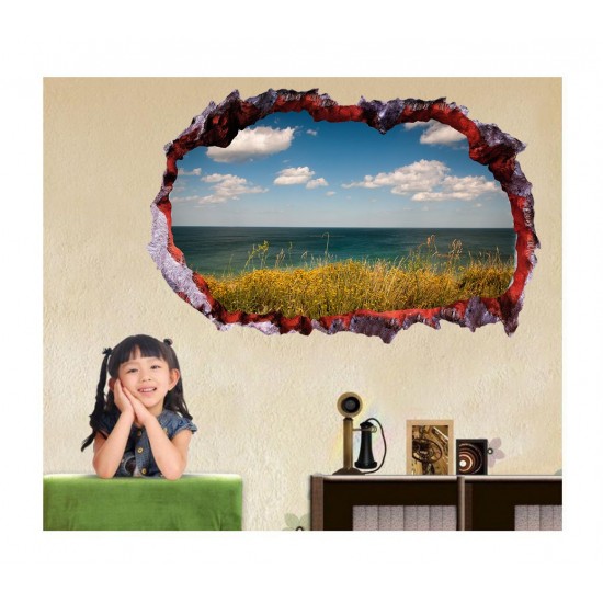 Sticker decorativ, gaura in perete 3D, Ocean, 85 cm, 163STK-1 Sticker decorativ, gaura in perete 3D, Ocean, 85 cm, 163STK-1