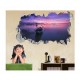 Sticker decorativ, gaura in perete 3D,  Ocean, 85 cm, 179STK-1
