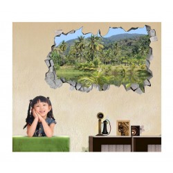 Sticker decorativ, gaura in perete 3D,  Palmieri, 85 cm, 185STK-1