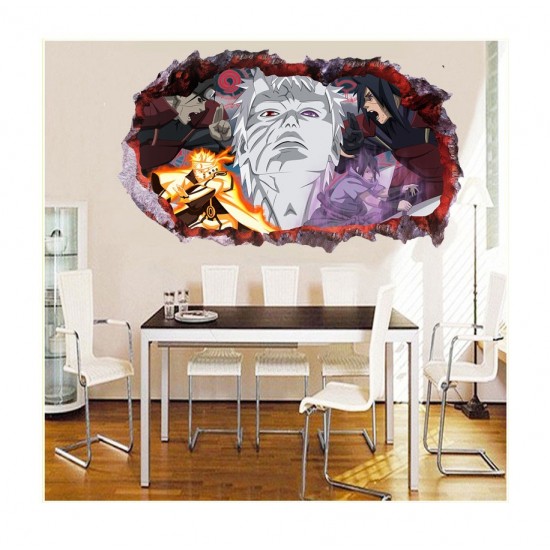 Sticker decorativ, gaura in perete 3D, Uchiha-Uzumaki, 85 cm, 1017STK-1