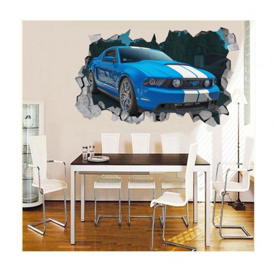 Sticker decorativ masina, Gaura in perete 3D, 80 cm, 1011STK-1 Sticker decorativ masina, Gaura in perete 3D, 80 cm, 1011STK-1