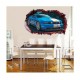 Sticker decorativ masina, Gaura in perete 3D, 80 cm, 1011STK-2