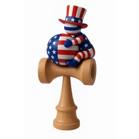 Kendama din lemn natural, Bila lemn + Sticker Waterproof USA pentru telefon, 177KD