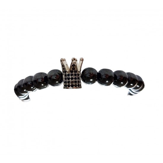Bratara cu pietre naturale, Onix, Silver Crown, A4B138-1