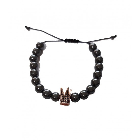 Bratara cu pietre naturale, Onix, Roz auriu, Crown, A4B140-1