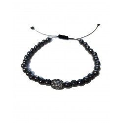 Bratara cu pietre naturale, Onix, Black Charm cu Zirconiu, A4B167