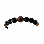 Bratara cu pietre naturale, Onix, Roz auriu Charm, A4B173