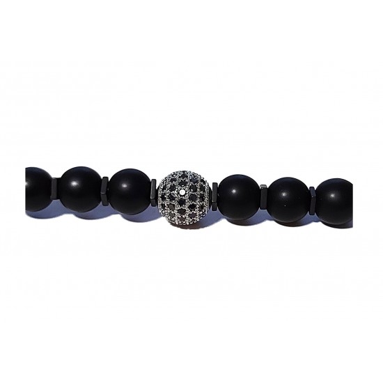 Bratara cu pietre naturale, Onix, Silver Charm, A4B175