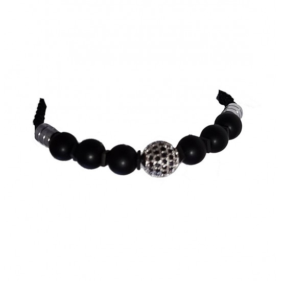 Bratara cu pietre naturale, Onix, Silver Charm, A4B175