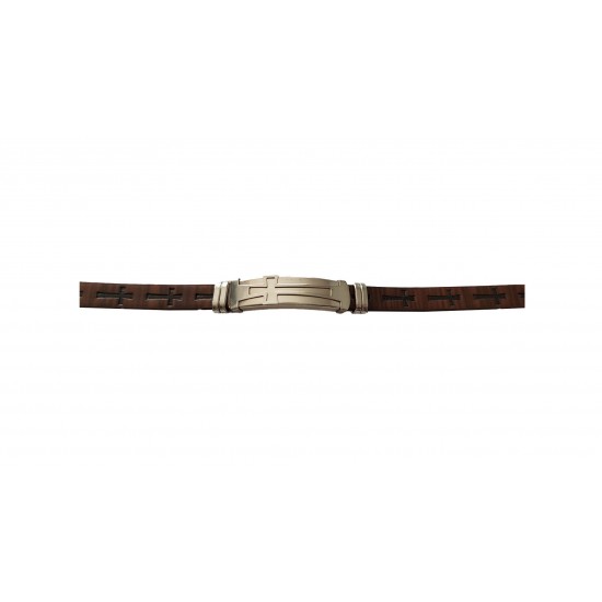 Bratara din piele ecologica, Cruce, Inox, A4B103 Bratara din piele ecologica, Cruce, Inox, A4B103