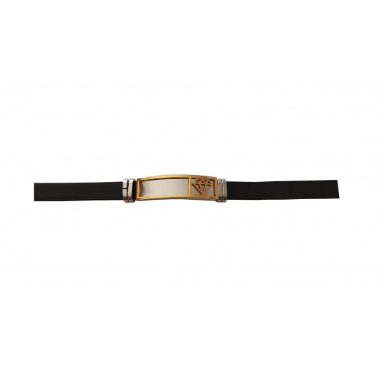 Bratara din piele ecologica, Diamond, Inox, A4B88