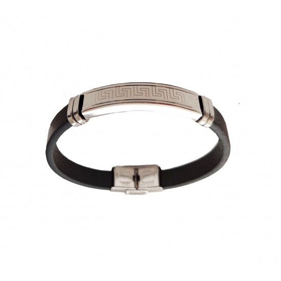Bratara  din piele ecologica, Tribale, Inox, A4B76