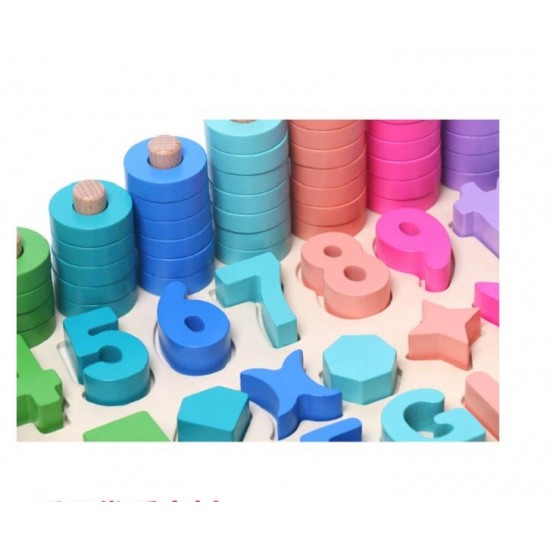 Joc educativ Forme geometrice si cifre, 3 in 1, Stivuirea culorilor, CX0612