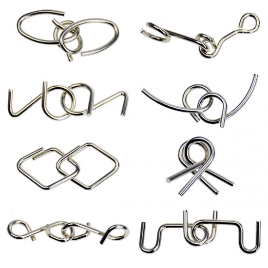 Set puzzle Brain Twister 8 jocuri din Metal, pentru copii si adolescenti, 9BAFF Set puzzle Brain Twister 8 jocuri din Metal, pentru copii si adolescenti, 9BAFF