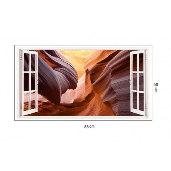 Sticker decorativ, Fereastra 3D, Dune de nisip, 85 cm, 196STK