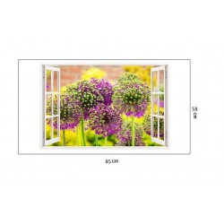 Sticker decorativ, Fereastra 3D, Flori, 85 cm, 278STK