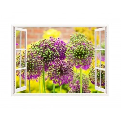 Sticker decorativ, Fereastra 3D, Flori, 85 cm, 278STK