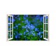 Sticker decorativ, Fereastra 3D, Flori albastre, 85 cm, 245STK