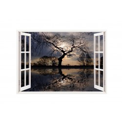 Sticker decorativ, Fereastra 3D, Lac, 85 cm, 252STK
