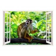 Sticker decorativ, Fereastra 3D, Maimuta, 85 cm, 290STK