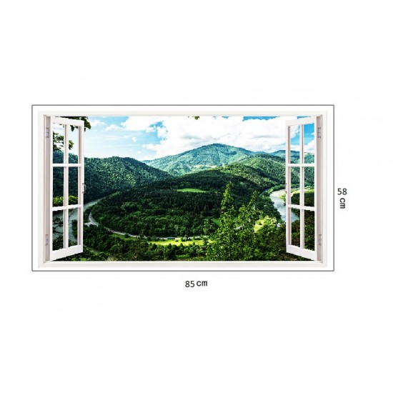 Sticker decorativ, Fereastra 3D, Munte, 85 cm, 256STK