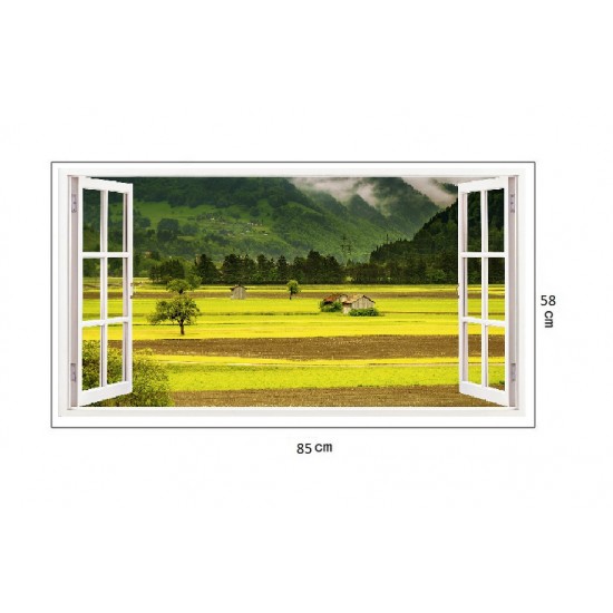 Sticker decorativ, Fereastra 3D, Munte, 85 cm, 259STK