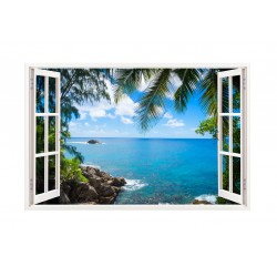 Sticker decorativ, Fereastra 3D, Ocean, 85 cm, 181STK