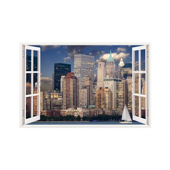 Sticker decorativ, Fereastra 3D, Oras, 85 cm, 187STK Sticker decorativ, Fereastra 3D, Oras, 85 cm, 187STK
