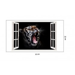 Sticker decorativ, Fereastra 3D, Tigru, 85 cm, 276STK