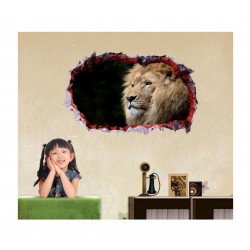 Sticker decorativ, Gaura in perete 3D, Leu, 85 cm, 394STK Sticker decorativ, Gaura in perete 3D, Leu, 85 cm, 394STK