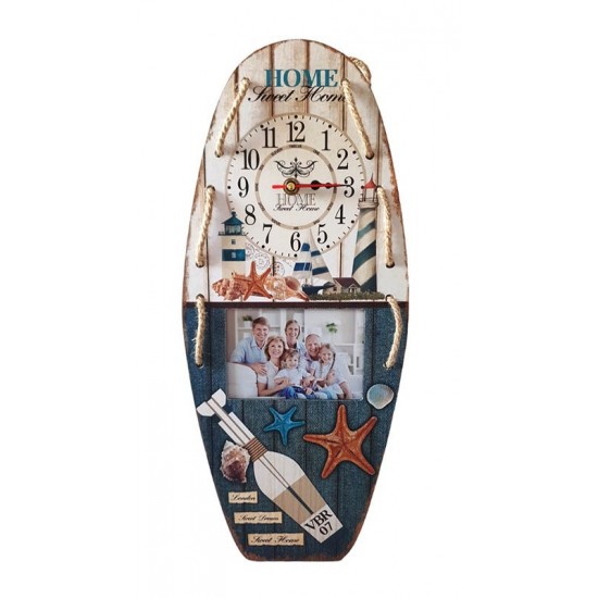 Ceas de perete Maritim cu Poza, Multicolor, 46 cm, LK-349V1