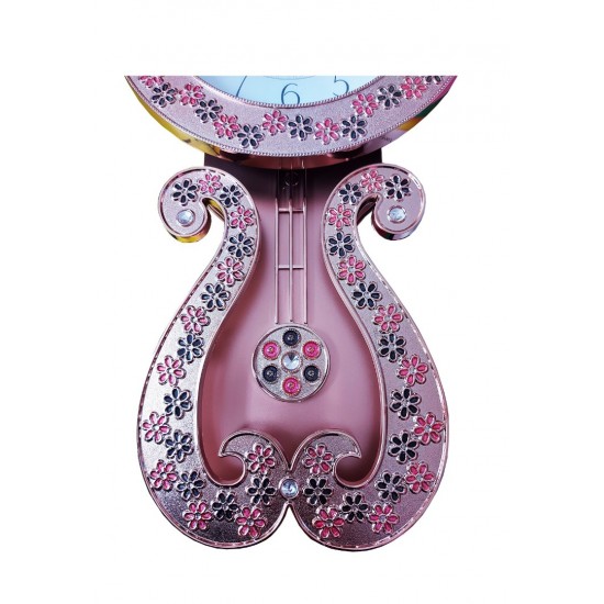 Ceas de perete cu pendul, Princess pink, 59 cm, RK36PND