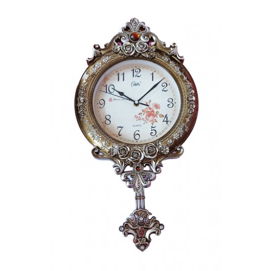 Ceas de perete cu pendul, Vintage cu trandafiri, 50 cm, 6753L1