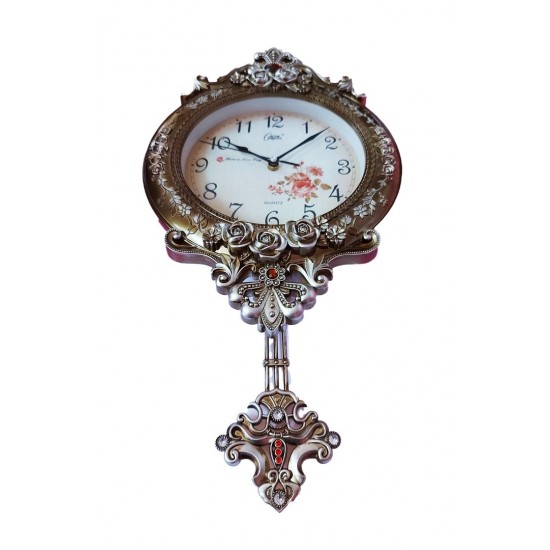 Ceas de perete cu pendul, Vintage cu trandafiri, 50 cm, 6753L1