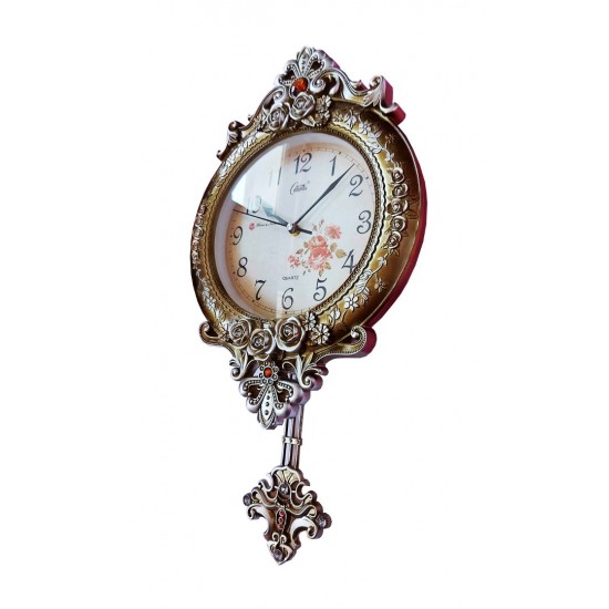 Ceas de perete cu pendul, Vintage cu trandafiri, 50 cm, 6753L1
