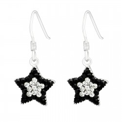 Cercei argint, Stea cu cristale, Black, A4S9667