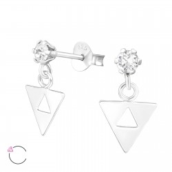 Cercei argint, Triunghi cu cristale Swarovski White, A4S37642