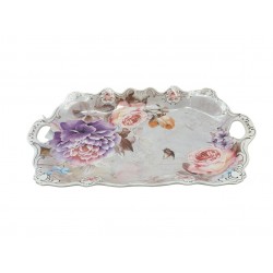 Fructiera platou cu flori, Roz, 42 cm, MK109